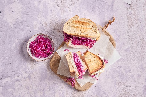 Chicken and red cabbage sandwich