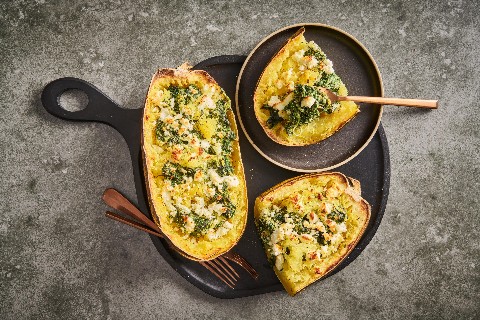 Spaghetti squash with spinach and feta