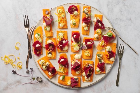 Carrot and beetroot canapés