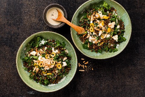 Gerösteter Linsensalat mit Tahina-Dressing