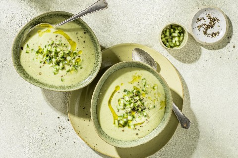Gaspacho concombre-rhubarbe