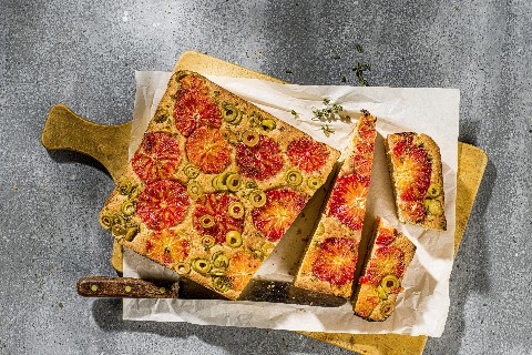 Focaccia aux oranges sanguines