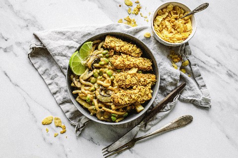 Udon bowl, tempeh aux cacahuètes