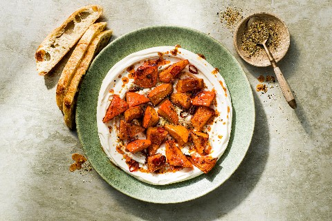 Roasted squash with labneh