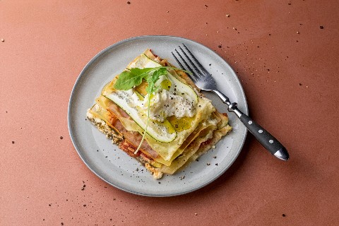 Courgette lasagne with feta