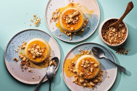 Flans au caramel véganes