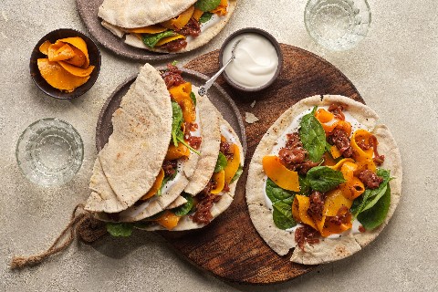 Wrap à la courge et à l'oignon