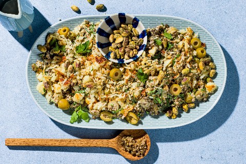 Taboulé di lenticchie con halloumi
