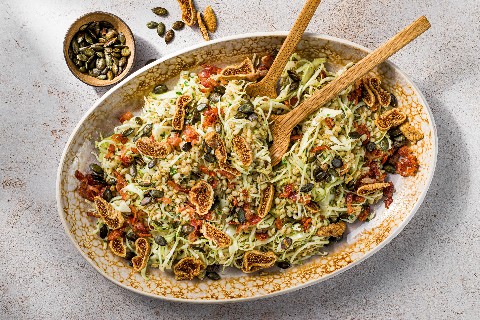 Barley and cabbage salad with bacon