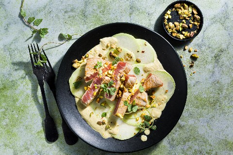 Kohlrabi-Carpaccio mit Thunfisch