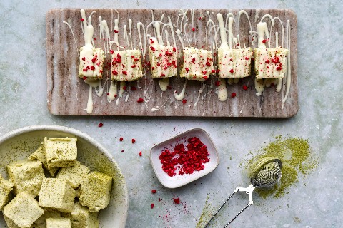 Guimauves au matcha et au chocolat blanc