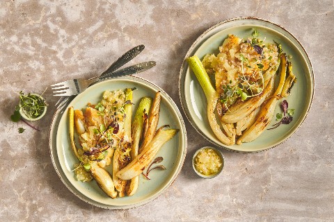 Halibut con finocchio e salsa al limone