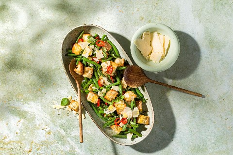 Panzanella mit grünen Bohnen