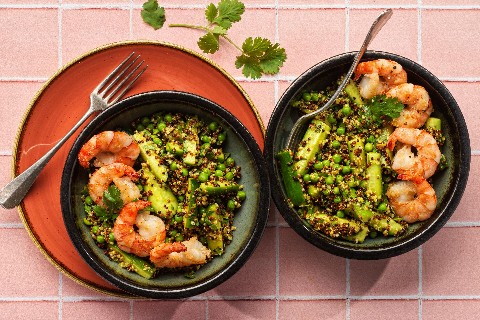 Bowl di quinoa ai gamberi