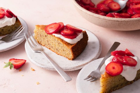 Torta alle fragole con olio d'oliva