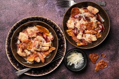 Gnocchis au jambon cru et aux pruneaux