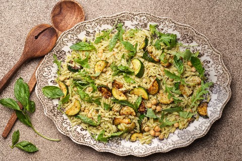 Risoni salad with courgette and pesto