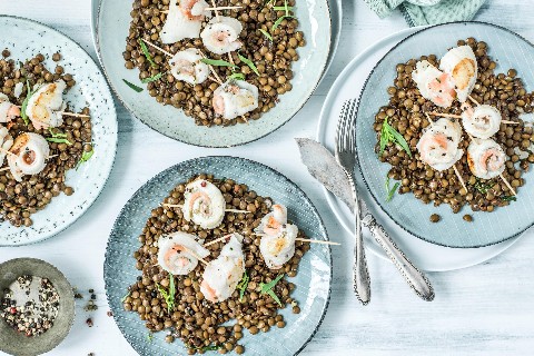 Fischröllchen auf Aceto-Linsen