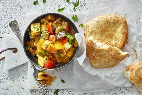 Paneer-Gemüse mit Sesam-Fladen