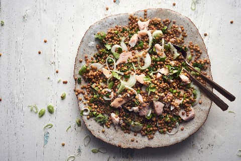 Insalata di lenticchie con pesce