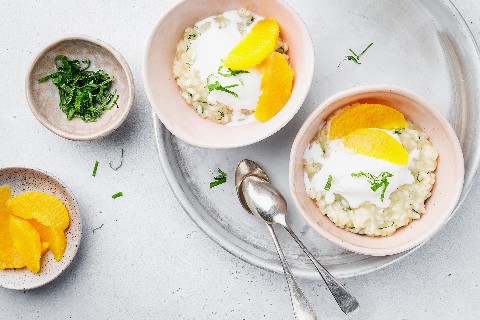 Risotto au citron vert et glace à la fleur de lait