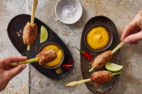 Pikante Spiessli mit Mango-Dip