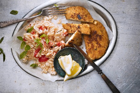 Risotto avec escalope végétarienne