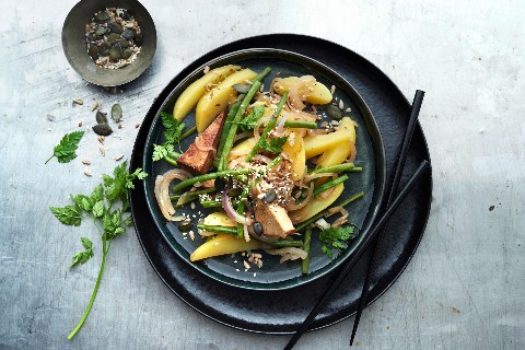 Tofu-Kartoffel-Bohnen-Pfanne