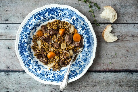 Linseneintopf mit Rindfleisch